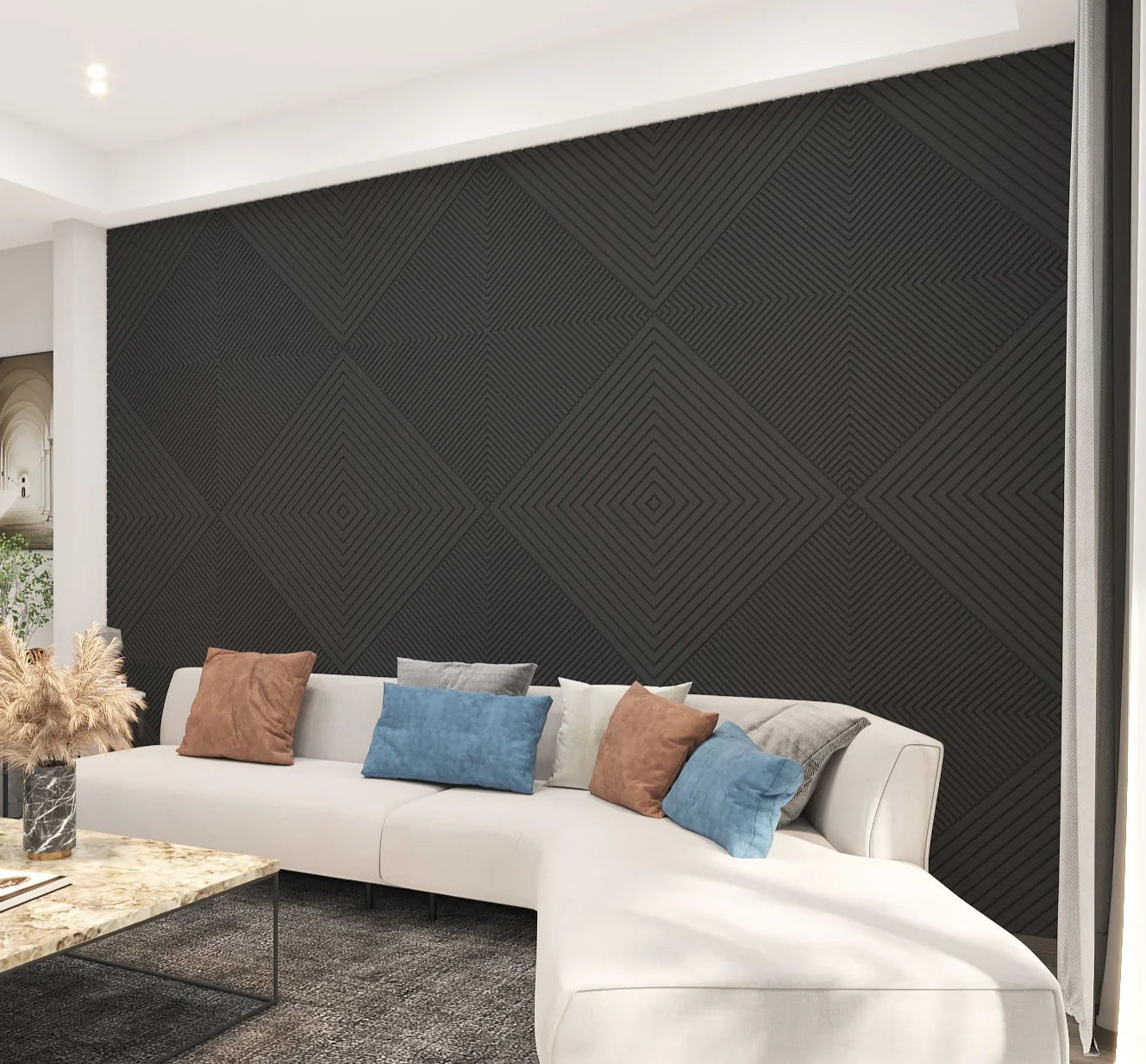 3D Acoustic Wall Panels Black Geometric for Sound and Style