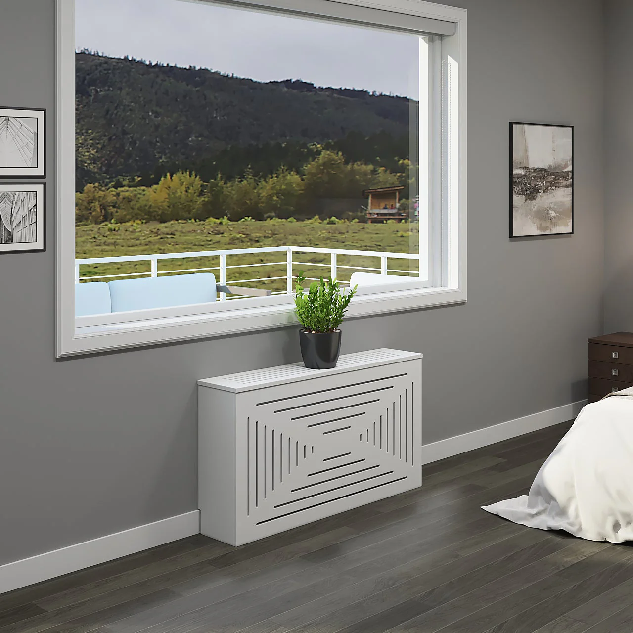 Custom Radiator Cover in NYC - Modern SANTORINI White Finish - Image 5