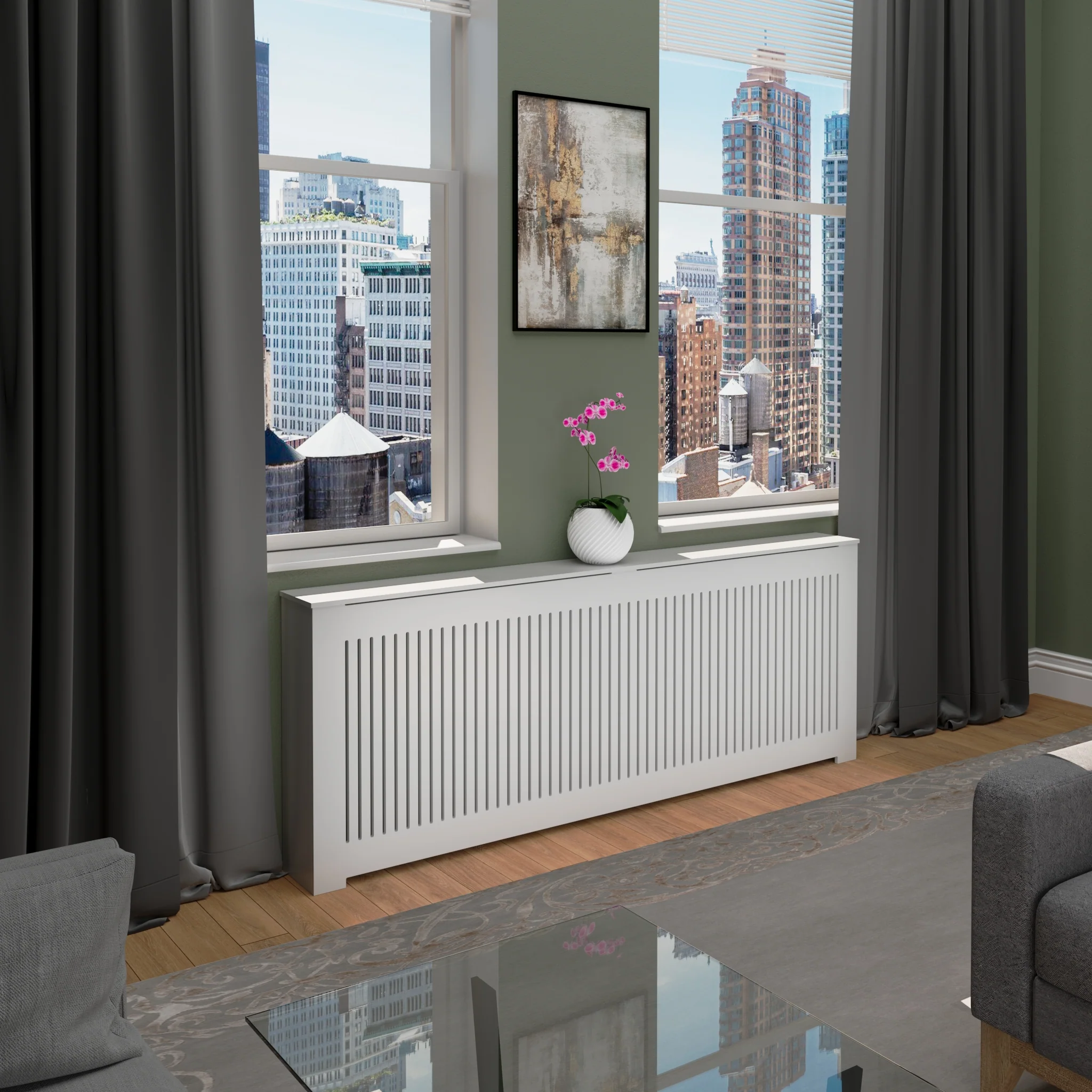 Custom Radiator Cover Cabinet in NYC - AURORA Slatted Design - Image 3